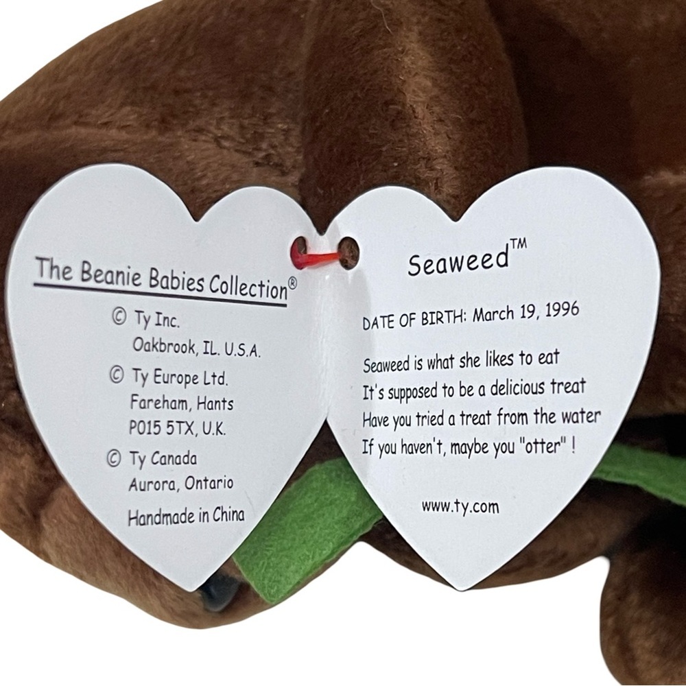 1995 Ty Beanie Baby Babies Seaweed The Otter With Tags Style - 4080 - Picture 6 of 8